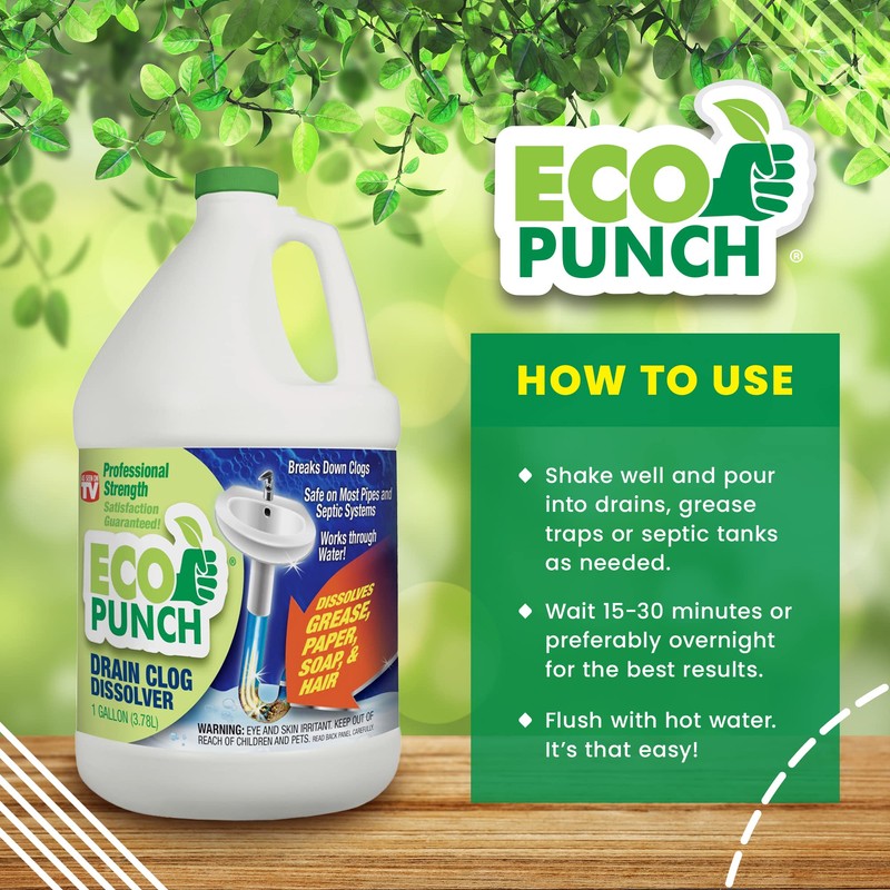 Eco Punch - Professional Strength Drain Clog Dissolver | Heavyweight