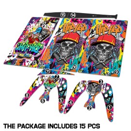 Skin Sticker for Game Console 5 Cover - Graffiti, Compatible with Both Disc Edition & Digital Edition (not Slim Ver) - 2 Controller Skins & Console Skin - No Bubble, Full Protection, Removable
