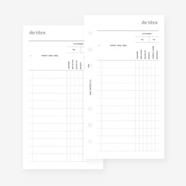 Personal The Inbox Planner Insert Agenda Refill for Filofax Personal, LV MM sized 6 ring agendas, 3.75 x 6.75