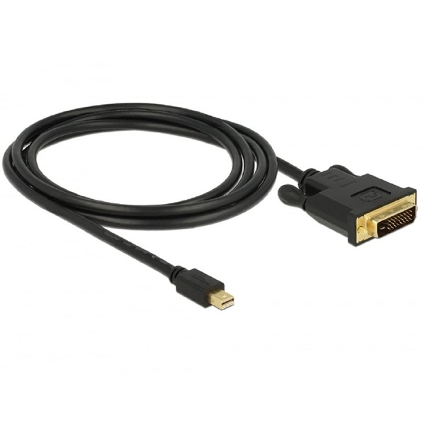 DeLOCK 83989 2m Mini DisplayPort DVI-D Black - Video Cable Adapter 2 m Mini DisplayPort DVI-D Male Gold