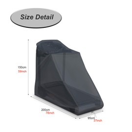 Flymer Treadmill Cover, Waterproof Cover for Home, Non-Foldable Running Machine, Outdoor Cover with Zipper and Drawstring, Black, 200 x 95 x 150 cm