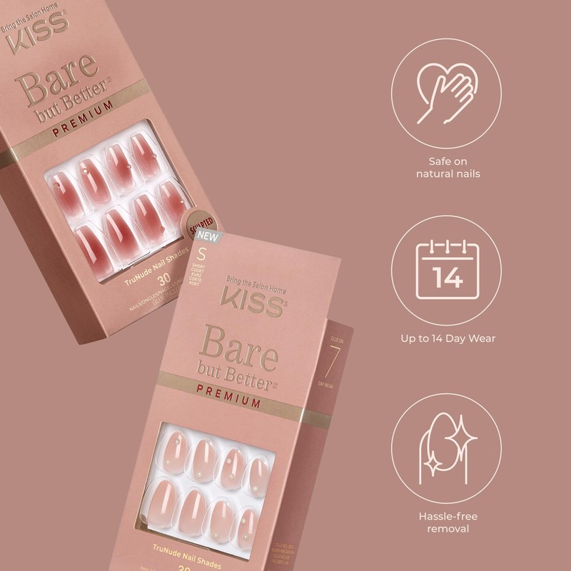 KISS Bare but Better, Press-On Unghie con colla per unghie,