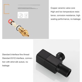 MUNEFE Angle Valve, Mixer Water Stop Valve, Faucets Shut Off Valve for Home Bathroom Toilet Bidet Shower Washbasin Accessory Black