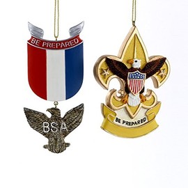 Boy Scouts OF America Eagle Badge And Fleur DE Lis Ornament (set OF 2)