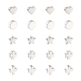 PandaHall 150pcs Brass Flat Round Heart Cross Star Clover Spacer Loose Beads 8mm Silver Plated Tiny Small Metal Stopper Beads with 1.8mm Hole for Necklace Bracelet Jewelry Making