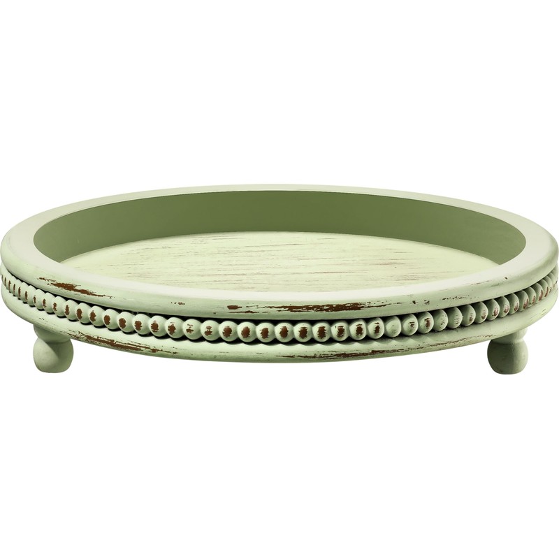 KULEDM Handmade Wooden Decorative Tray, Small Beaded Coffee Table Tray