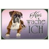 Ontrada Holzschild 12x18cm Deutscher Boxer hier wache ich Holz Schild