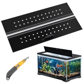 Sieral Aquarium Polycarbonate Canopy Set 29 x 11.38 x 0.12 Inch for 20/29/37 Gallon Without Center Brace Aquariums Cover Fish Tank Lid with a Hook Knife, Breathable Hole, Handle(Black)