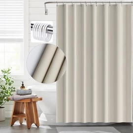 W SINWEDA Cortina Baño, Cortinas de Ducha/Bañera 180X180 cm, Impermeable, Antimoho, Antibacteriano,con 12 Ganchos de Acero | Accesorios de baño,Ducha (Beige)