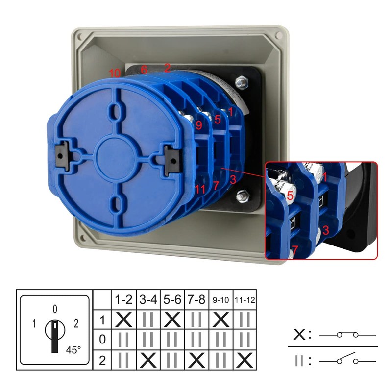 Heschen Universal Rotary Cam Selector Changeover Switch, SZW26-125/D303.3D, 660V 125A,