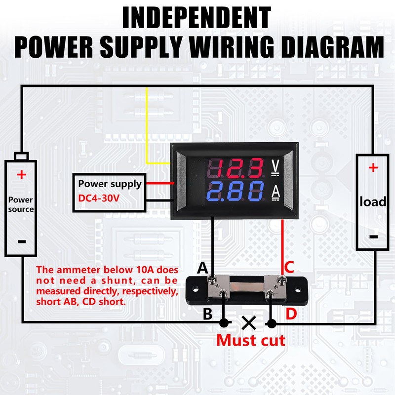 Pack of 6 0.28 Inch LED Digital Voltmeter Ammeter: DC