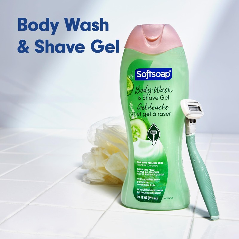 Softsoap Moisturizing Body Wash and Shave Gel, Cool Cucumber Scent,