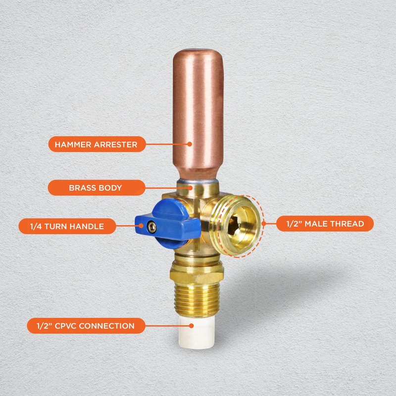 Highcraft 541DI Washing Machine Replacement Valve with Hammer Arrestor 1/2’’