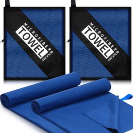 Windkream 2 Pack Microfiber Travel Towel, Ultra Absorbent Quick Dry Towel, 60 x 30 Inch Lightweight Sports Camping Accessories for Gym, Workout, Yoga, Beach, Shower, Swimming(Dark Blue)