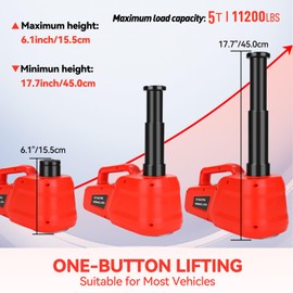 ROGTZ Electric Hydraulic Car Jack Kit 5Ton 12V,Ultra-Portable Auto Car Lift with 6.1-17.7" Range for SUV/Sedan/Truck Repair,Floor Jack for Tire Change,Lightweight for Easy Storage