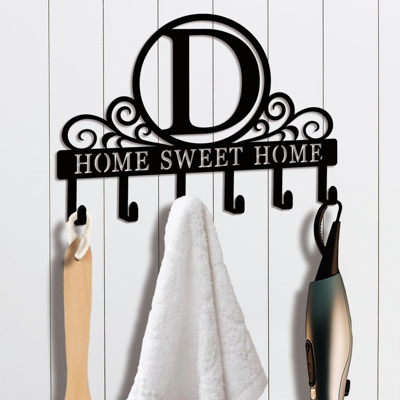 SIFZYJGN Metal Letter D Key Holder for Wall, Monogram Coat