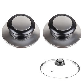 DreamAug 2-Pack Universal Pot Lid Handles – Heat-Resistant Bakelite & Stainless Steel Replacement Knobs, Compatible with Glass & Various Cookware Lids