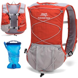 Lightweight Running Vest for Women and Men Hydration Backpack Pack with 1.5L Water Bladder Bag Running Gear Accessories for Hiking Trail Cycling Marathon (Orange)