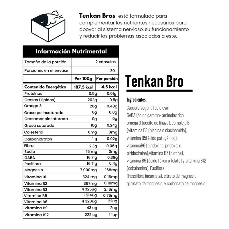 Eiyo Bros Tenkan Neurobienestar 60 Cápsulas Vegano Sabor Sin sabor