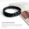 Tienyuu Men’s Double-Row Braided Leather Bracelet with Stainless Steel Ornaments