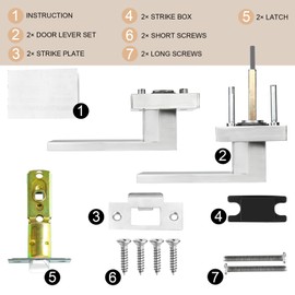 RAZCC Square Passage Door Lever, Heavy Duty Interior Door Handles for Hallway& Closet Non-Locking Door Knob in Satin Nickel Keyless Door Lockset for Right & Left Side Door, 5 Pack