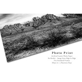 Black and White Photography Print (Not Framed) Picture of Organ Mountains near Las Cruces New Mexico Chihuahuan Desert Wall Art Southwest Decor (24" x 36")