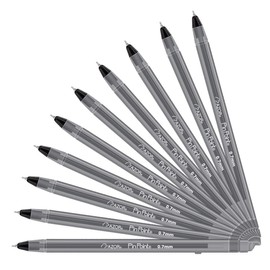 Azor Pin Point Black Fine Point Writing Pens 0.7mm with Hole for Retractable Cord, Chain, Clipboard or Countertop – Pack of 12