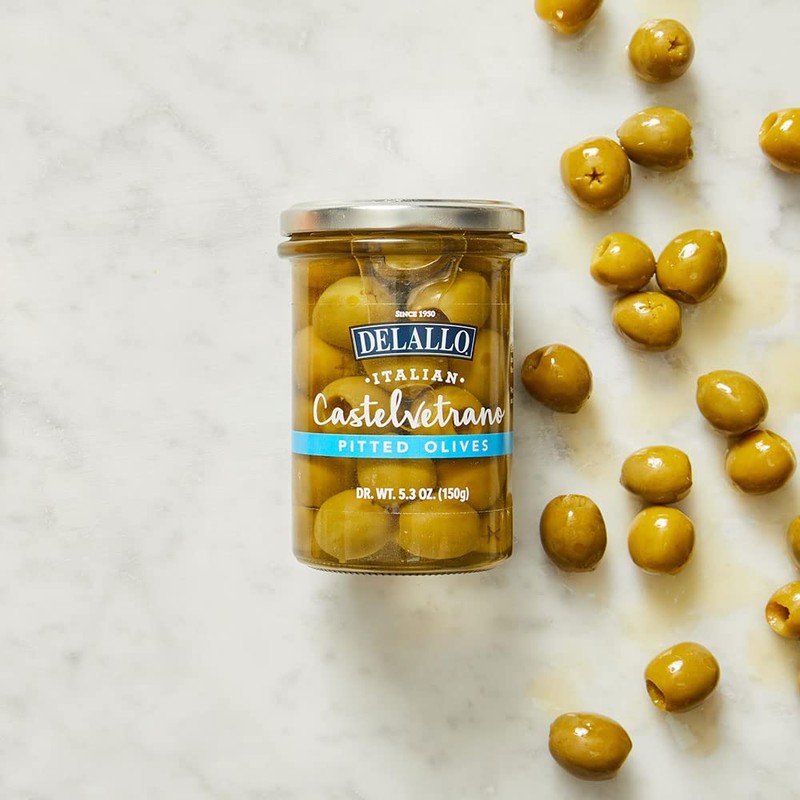 DeLallo Italian Pitted Castelvetrano Olives, 5.3oz Jar, 3-Pack