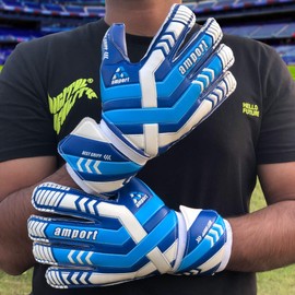 amport Goalkeeper Gloves – Finger Spine Protection, Hybrid Cut & Wide Double Layer Wristband – Unique Designed, Best Grippy and Consistent Palm Grip Goalie Gloves for Kids, Youth & Adult