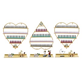 FFanhia 5 Tiers Wall-Mounted Nail Polish Storage Racks, Metal Nail Polish Holder Heart-Shaped Nail Polish Display Rack Cosmetic Display Case Wall-Mounted Shelf for Home Spa Nail Salon Shop
