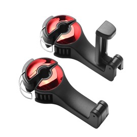 GREATEE 2 Pack Car Headrest Hidden Hook with Phone Holder, Car Back Seat Hooks for Purses and Backpacks, 2 in 1 Universal Upgraded 360° Rotation Headrest Hooks for Car Seats (Red)