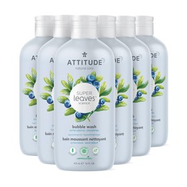 ATTITUDE Bubble Bath, EWG Verified, Plant and Mineral-Based Ingredients, Dermatologically Tested, Vegan and Cruelty-Free Body Care Products, Unscented, 16 Fl Oz (Pack of 6)