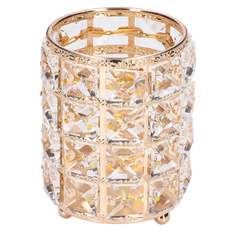Crystal Makeup Brush Holder European Style Rounded Crystal Glass Cosmetic