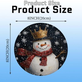 MUYIASER Round Metal Sign Wreath Snowman Retro Metal Tin Sign Vintage for Winter Wreath Home Yard Garden Bar Cafe Decor 8 Inch