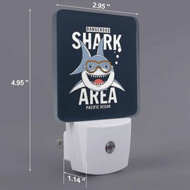 Chrobak LED Night Light,Cool Shark LED Night Light Plug into Wall with Dusk to Dawn Light Sensor White Energy Efficient Nightlight for Bedroom Bathroom Hallway Living Room Kitchen