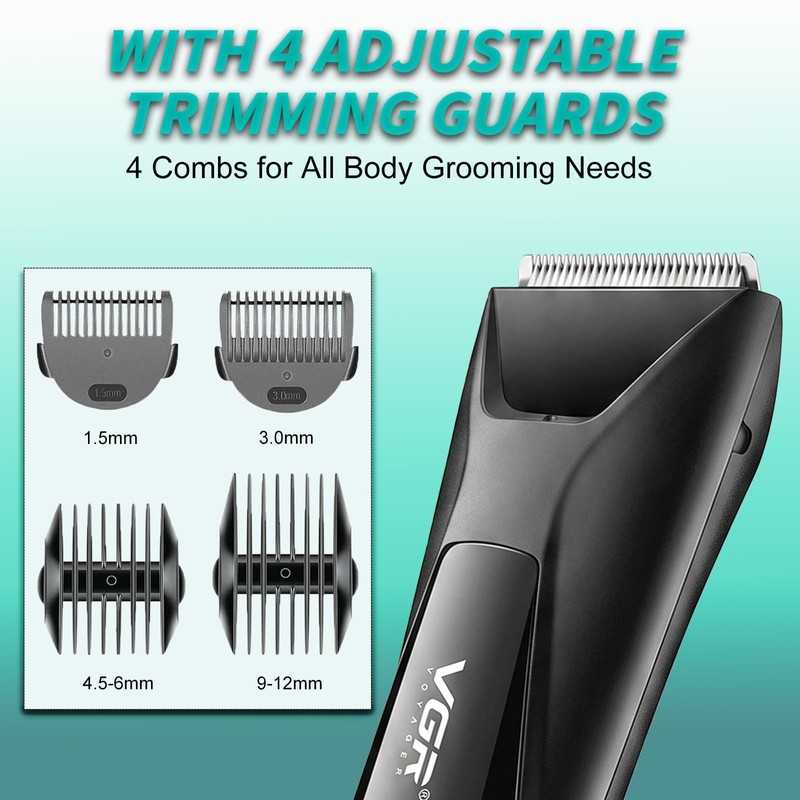 VGR 938 Body Hair Trimmer for Men, Cordless IPX7 Waterproof