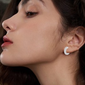 Small Gold Hoop Earrings for Women, Cubic Zirconia Hoop Earrings,Chunky Gold Hoop Earrings