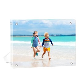 HBMIANICE 1 Pack(11×14) Acrylic Picture Frames Clear Magnetic Photo Frames Freestanding Lucite Acrylic Block Frame Frameless Desktop Display for Home Office