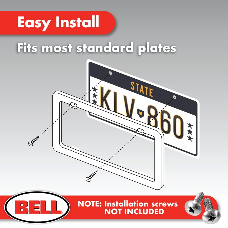 Bell Automotive 22-1-46455-8 Die-Cut Design License Plate Frame, Corrosion Resistant,
