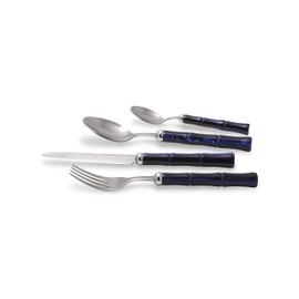 Rivadossi Bamboo Blue - Table Top, Set of 4, 100% Made in Italy, Craftsmanship and Design, 18/10 Stainless Steel