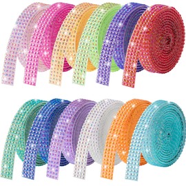 LYXMYGS Rhinestone Ribbon Self Adhesive, 12-Yard Bedazzling Strips, 12-Rolls Rhinestone Strips for DIY Craft, Rhinestones for Crafting, Rhinestones Tape Self Adhesive for Home Decor and Special Events