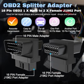 OBD2 Splitter Adapter,16 Pin OBD2 1 X Male to 2 X Female J1962 Port Cord Adapter,OBDII Y Splitter Adapter for Tracker,Diagnostic Tool & Code Reader (A (Opening Downwards))