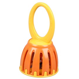 Handled Cage Bell Babies Rattle Orff Plastic Kids Music Percussion Instrument Toy W215 Orange and Yellow