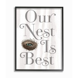 Stupell Industries Our Nest is Best Rustic Nursery Phrase Wall Art, 11 x 14, Off- White