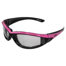 Global Vision Hawkeye 24 Motorcycle Sunglasses Pink and Black Dual-Color Frames with 24 Hour Transforming Photochromic Clear to Smoke Lenses and Microfiber Pouch for Storage and Safe Lens Cleaning