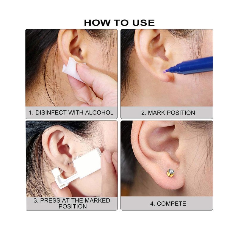 SLVIEKAE Ear Piercing Kit, 2-Pcs No Pain Easy Use at