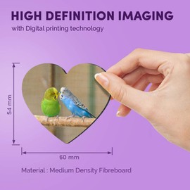 1 x Heart MDF Magnets - Kissing Budgie Birds Bird 45477