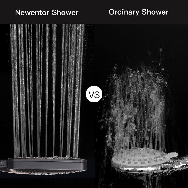Newentor Shower Head with Hose (Black)