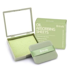 Erinde 100 Hojas Papel Absorbente Facial, Para Piel Grasa | Absorbente de Grasa Facial, Película Natural para El Control de La grasa, Absorbe El Exceso,Con Espejo Y Esponja