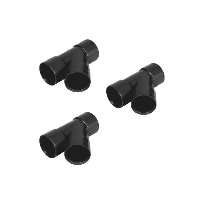 PVC Y-Branch Pipe Fitting, 40mm, Black, Pack of 3, 135-Degree